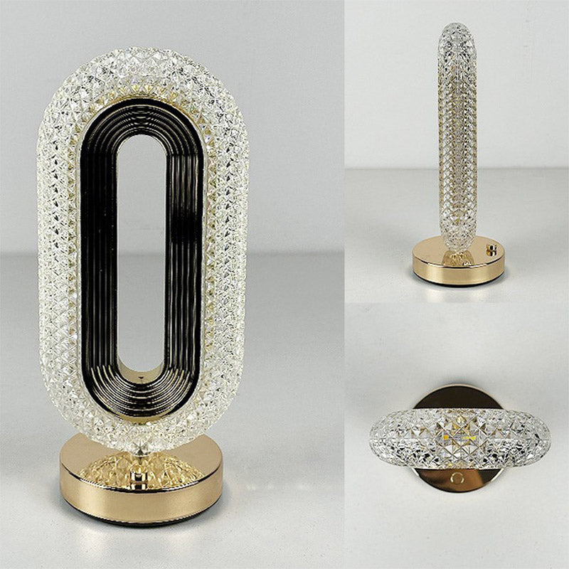 Oval Crystal Diamond Rechargeable LED Table