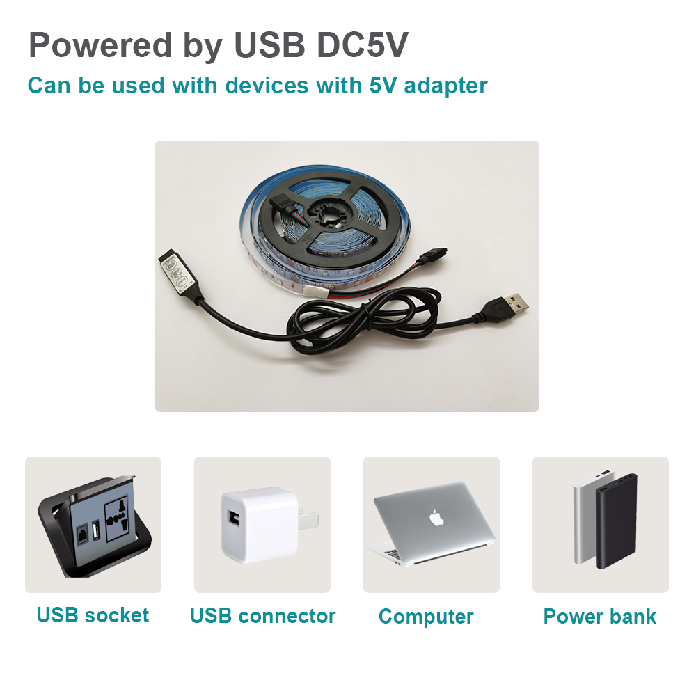 Rainbow RGBIC LED Strip Light Kit with USB Cable System