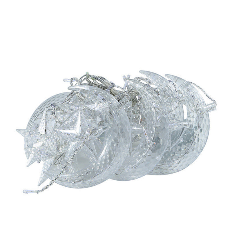 LED Ramadan Moon with Embedded Star Curtain String Lights