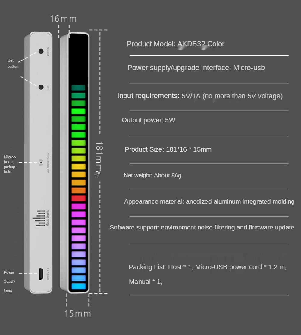 RGB Voice-Controlled Rhythm Light Bar