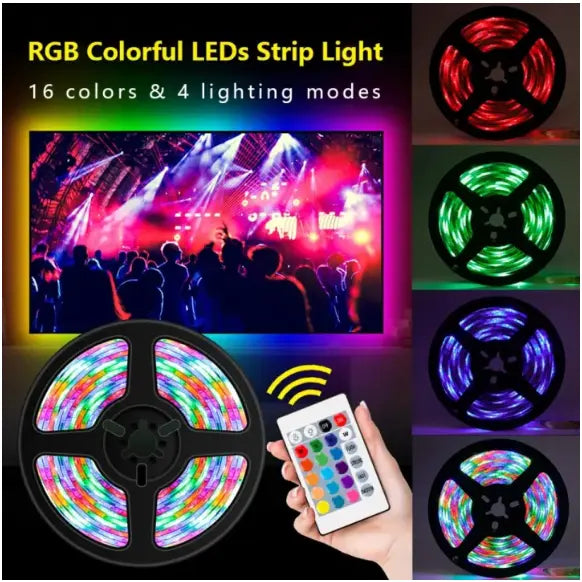 RGB 5050 LED Flexible Strip Light - 16 Feet with Remote Control