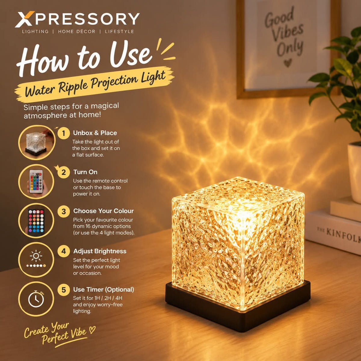 Aurora Glow Projector Lamp with Water Ripple Waving Effects