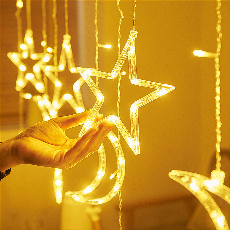 LED Star and Moon Curtain String Fairy Lights