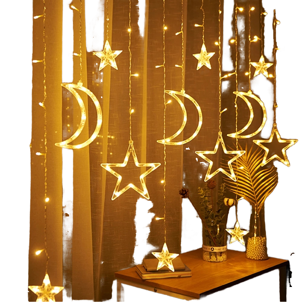 LED Star and Moon Curtain String Fairy Lights