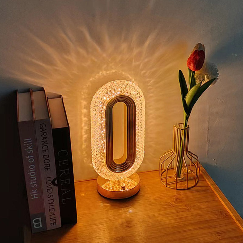Oval Crystal Diamond Rechargeable LED Table