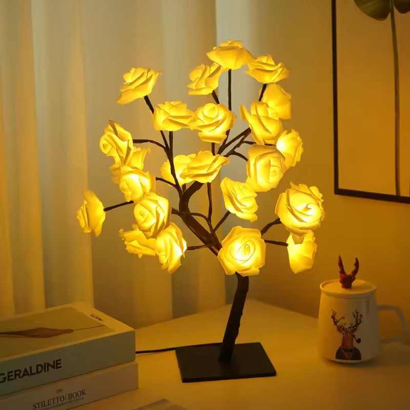 Rose Flower LED Bonsai Tree Tabletop Lamp