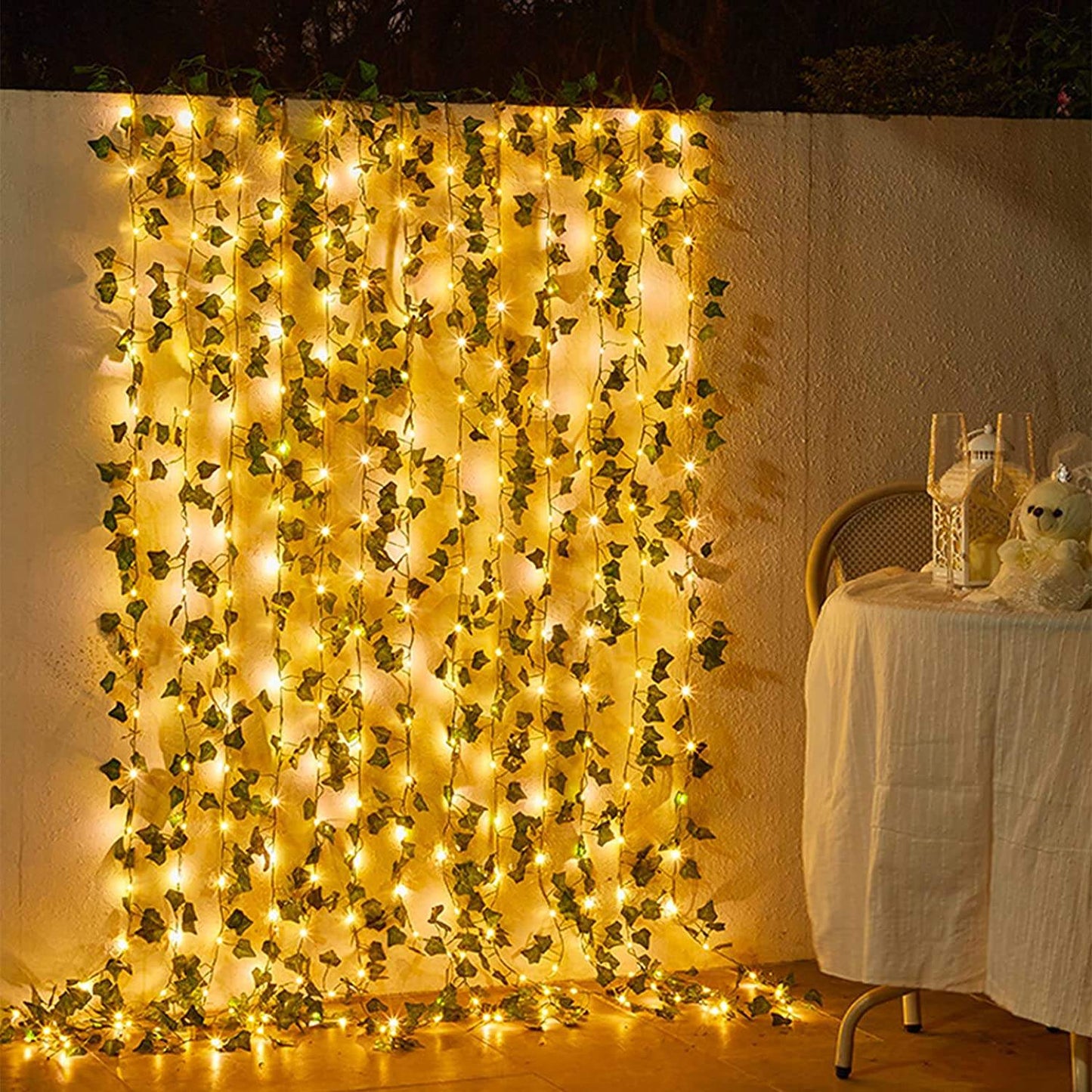 USB Artificial Leaf Curtain LED String Lights with Remote Control