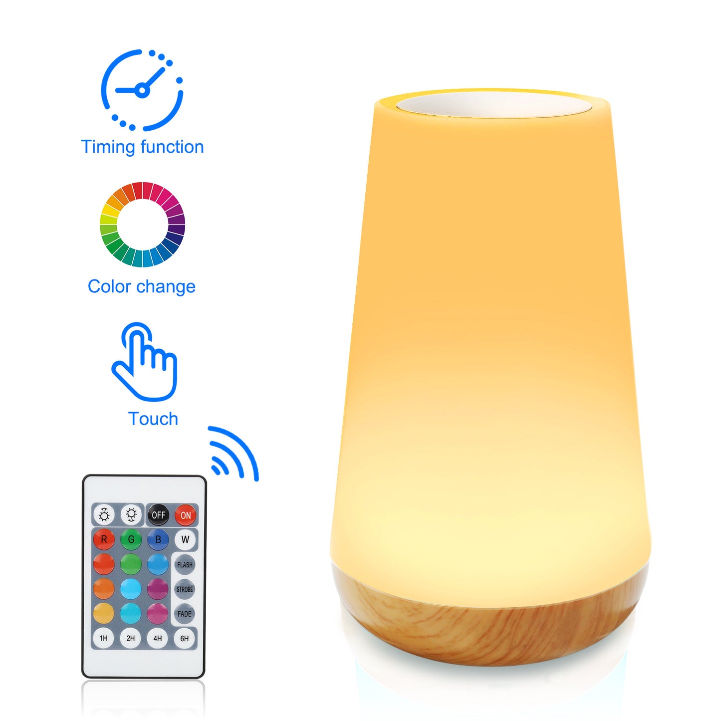 RGB Touch Control LED Bedside Night Light with Remote