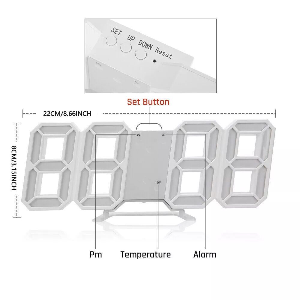 3D LED Digital Alarm Clock