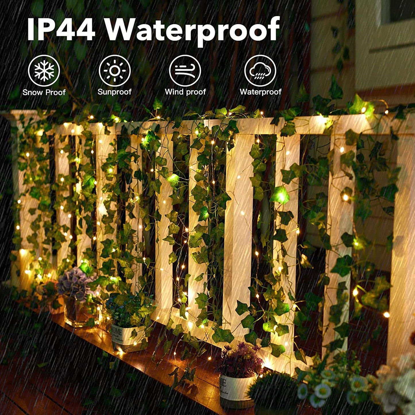 USB Artificial Leaf Curtain LED String Lights with Remote Control