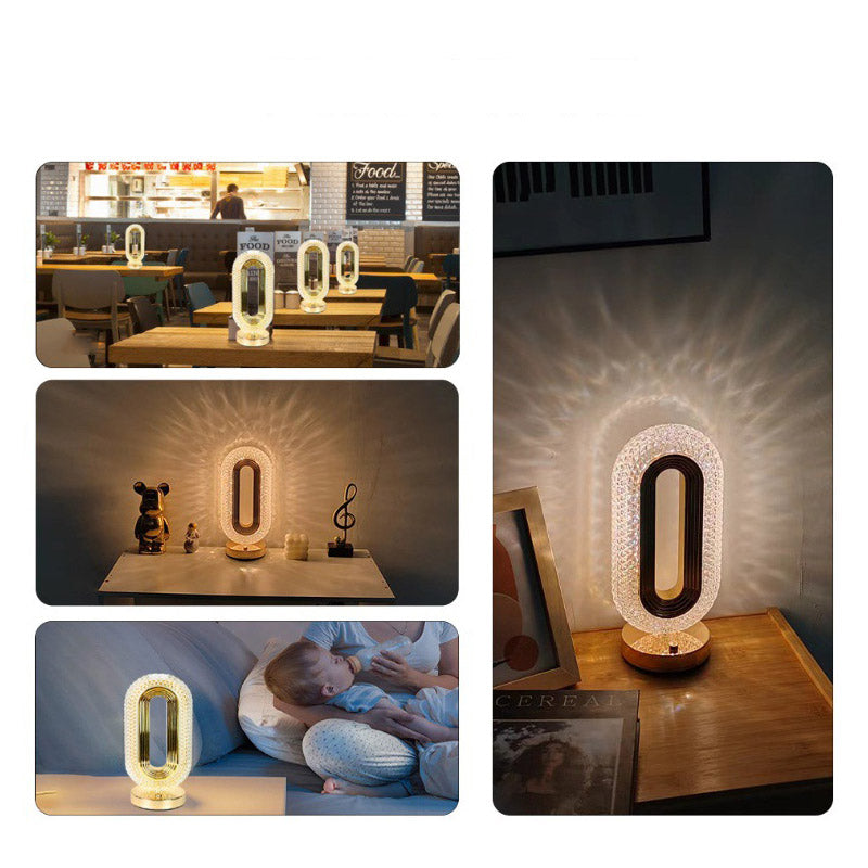 Oval Crystal Diamond Rechargeable LED Table
