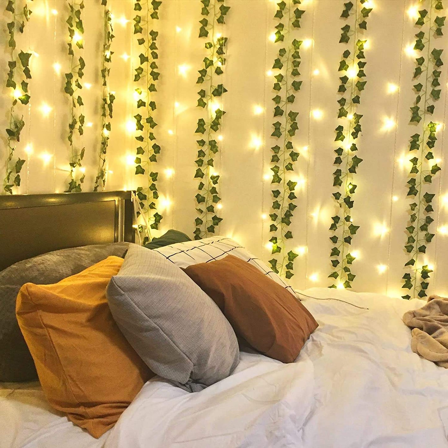 USB Artificial Leaf Curtain LED String Lights with Remote Control