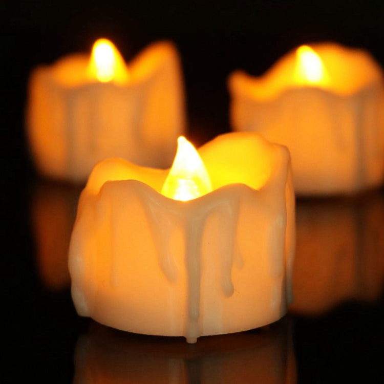 LED Flameless Tealight Candles with Melted Wax Design
