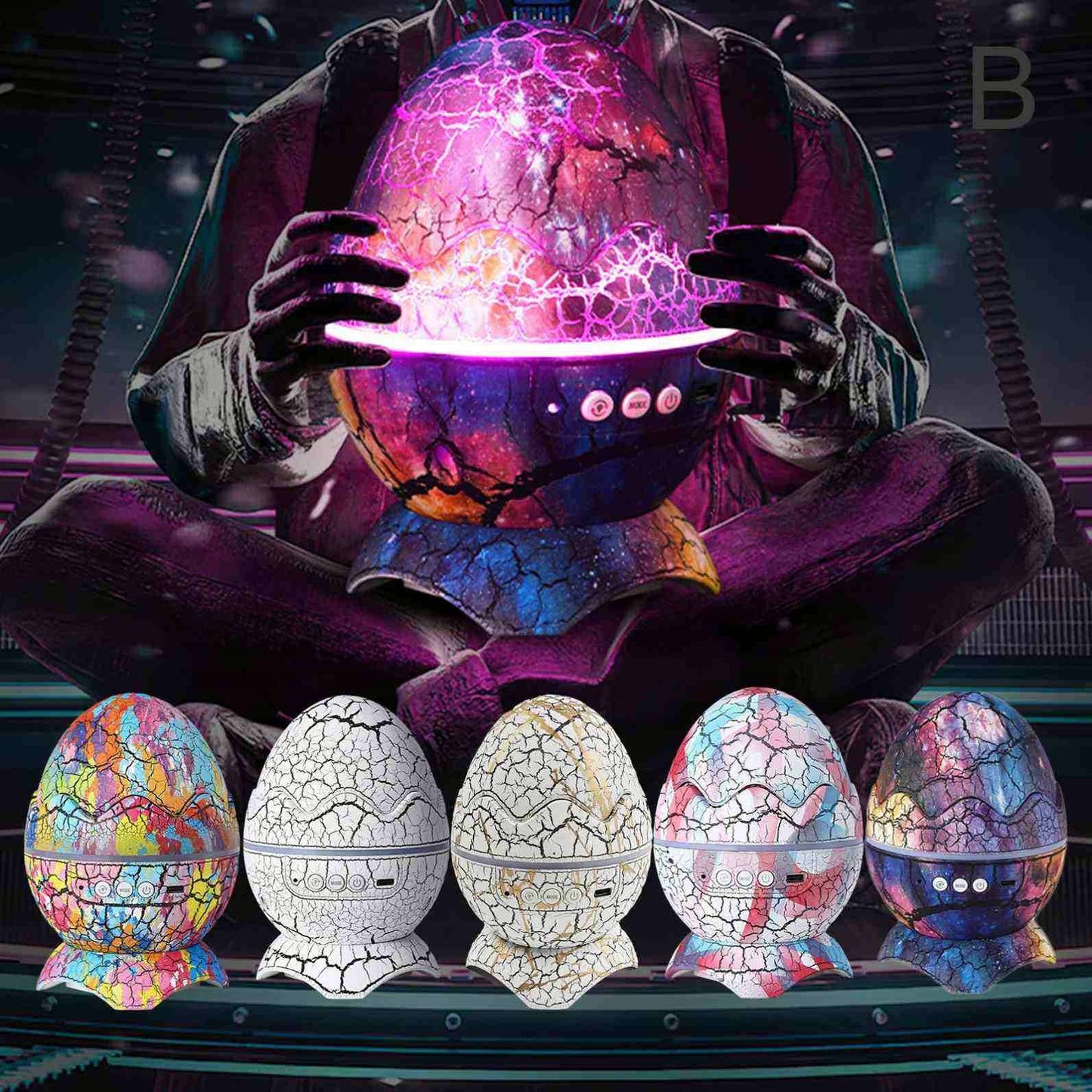 Dinosaur Egg Galaxy Night Light Suitable for Bedroom with in Bluetooth Speaker