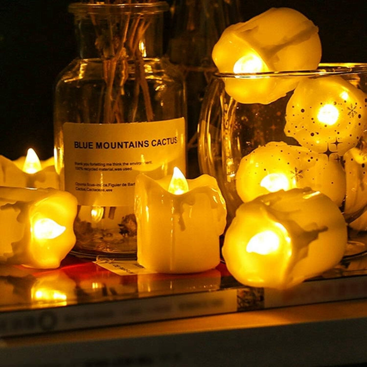 LED Flameless Tealight Candles with Melted Wax Design