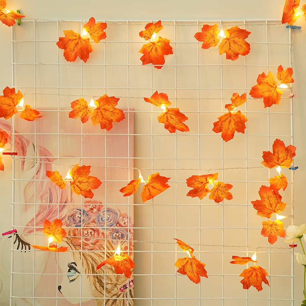 Artificial Maple Leaf Garland LED String Lights