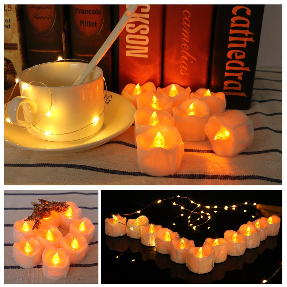 LED Flameless Tealight Candles with Melted Wax Design