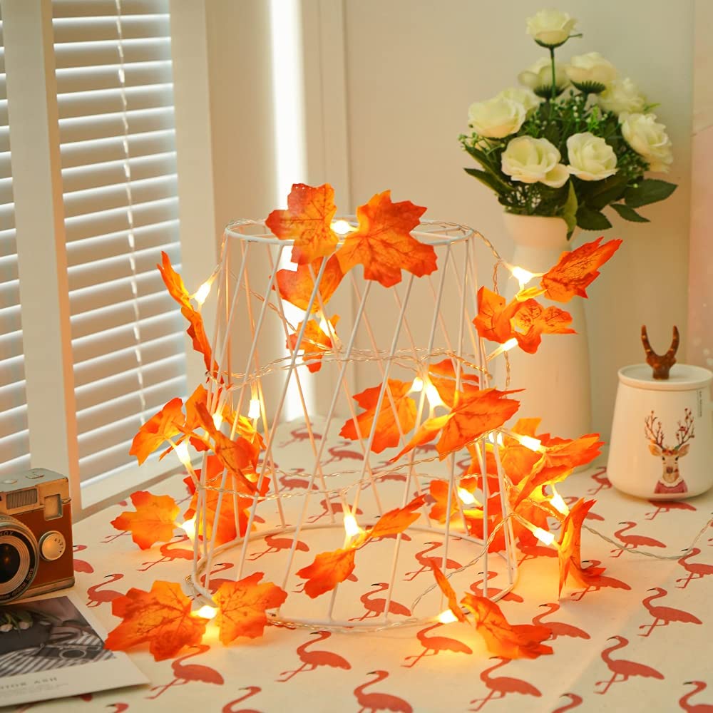 Artificial Maple Leaf Garland LED String Lights