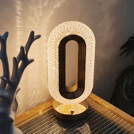 Oval Crystal Diamond Rechargeable LED Table