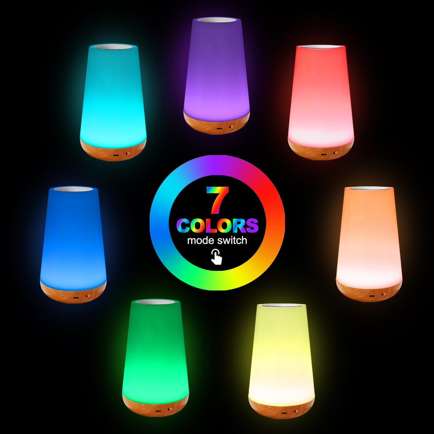 RGB Touch Control LED Bedside Night Light with Remote