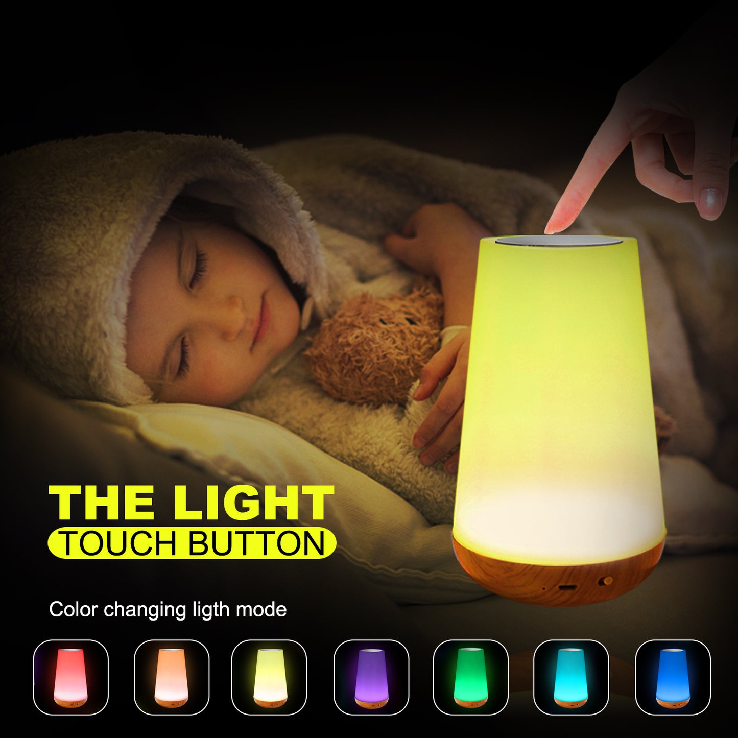 RGB Touch Control LED Bedside Night Light with Remote
