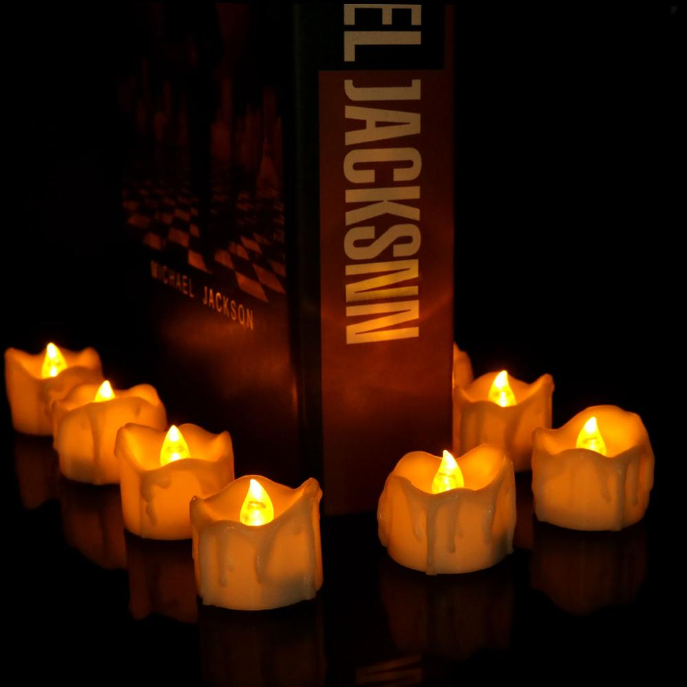 LED Flameless Tealight Candles with Melted Wax Design