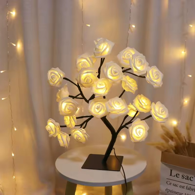 Rose Flower LED Bonsai Tree Tabletop Lamp