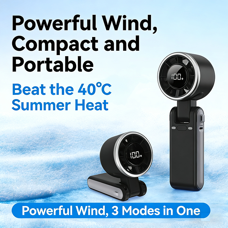 Multi-Functional Folding Rechargeable Handheld Mini Fan