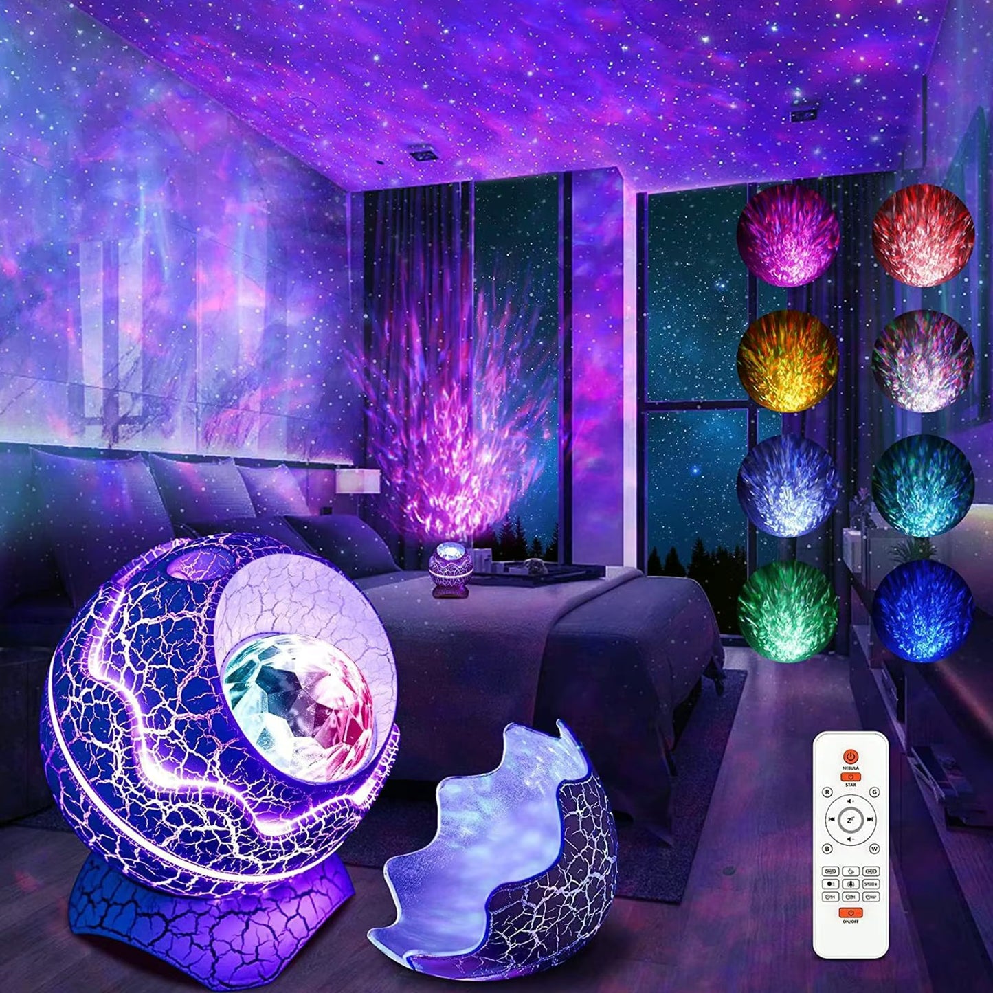 Dinosaur Egg Galaxy Night Light Suitable for Bedroom with in Bluetooth Speaker