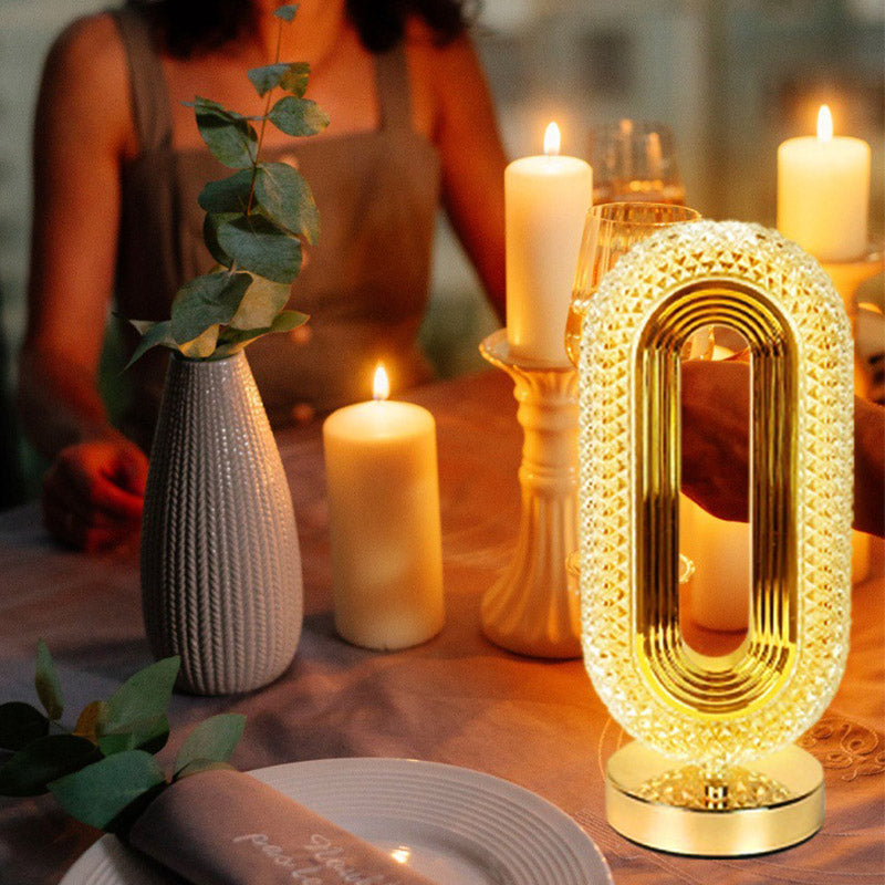 Oval Crystal Diamond Rechargeable LED Table