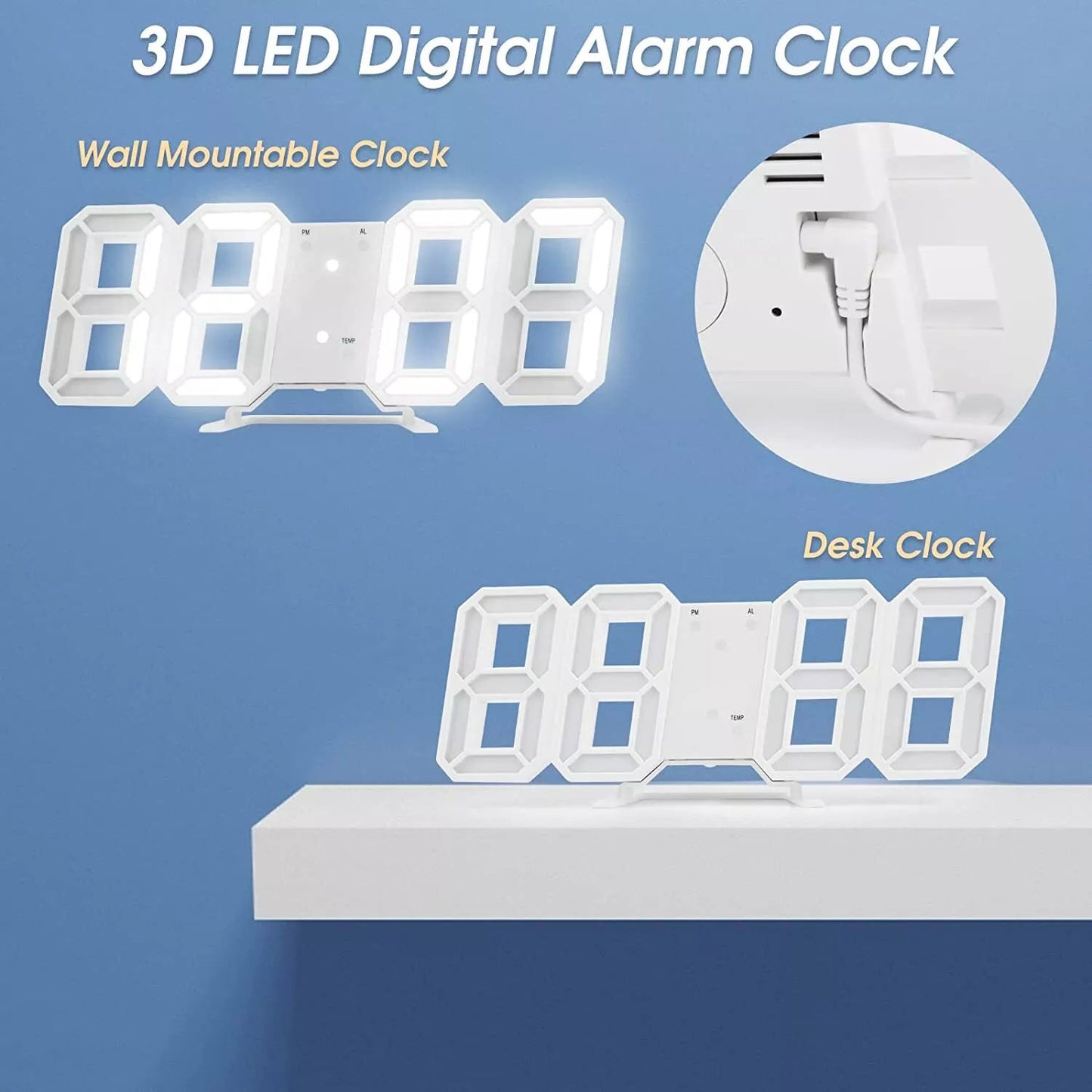 3D LED Digital Alarm Clock