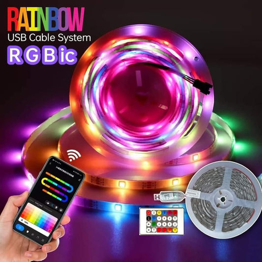 Rainbow RGBIC LED Strip Light Kit with USB Cable System