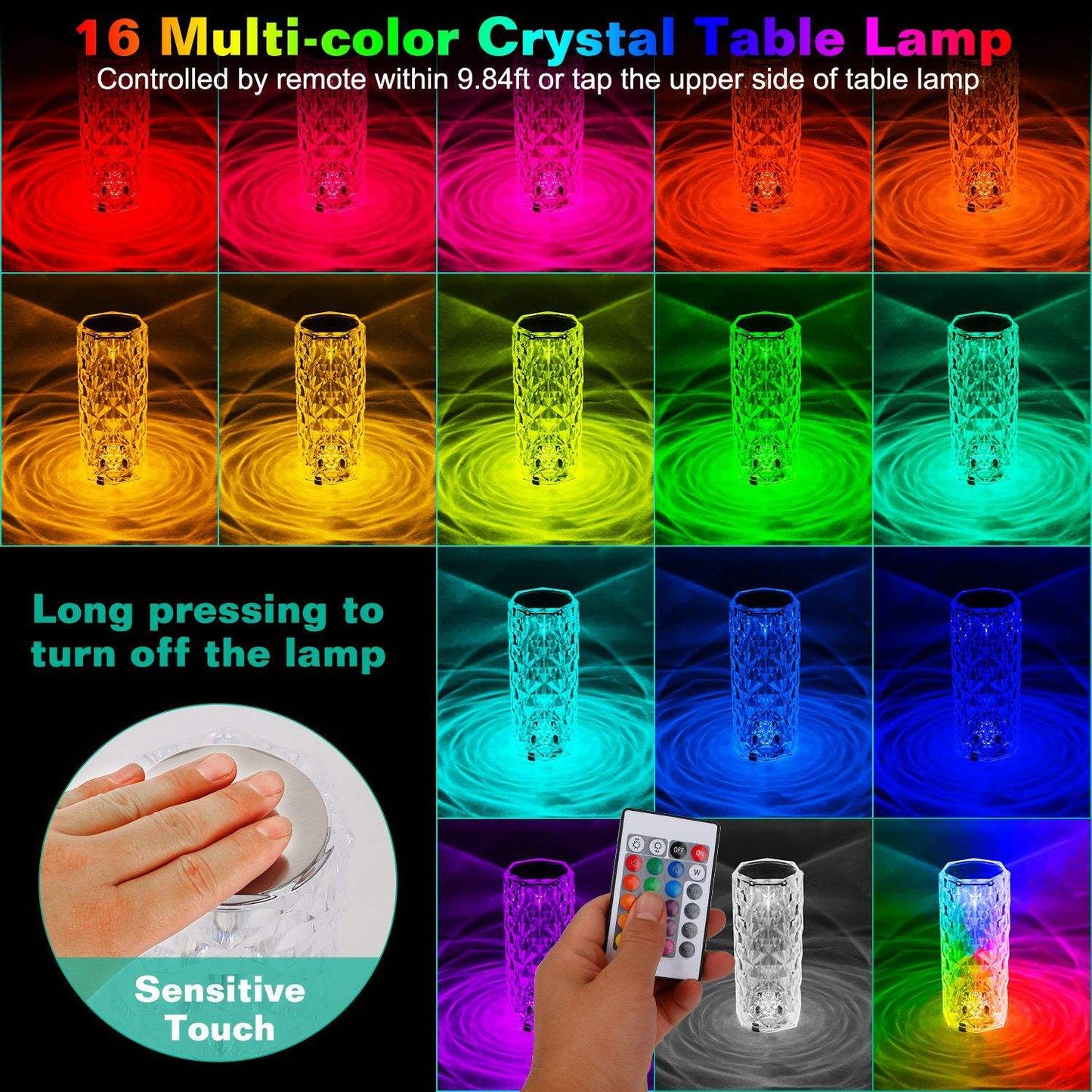 16 Color Rose Diamond Lamp – Rechargeable