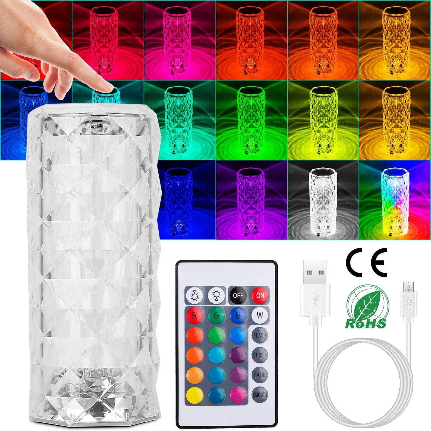 16 Color Rose Diamond Lamp – Rechargeable