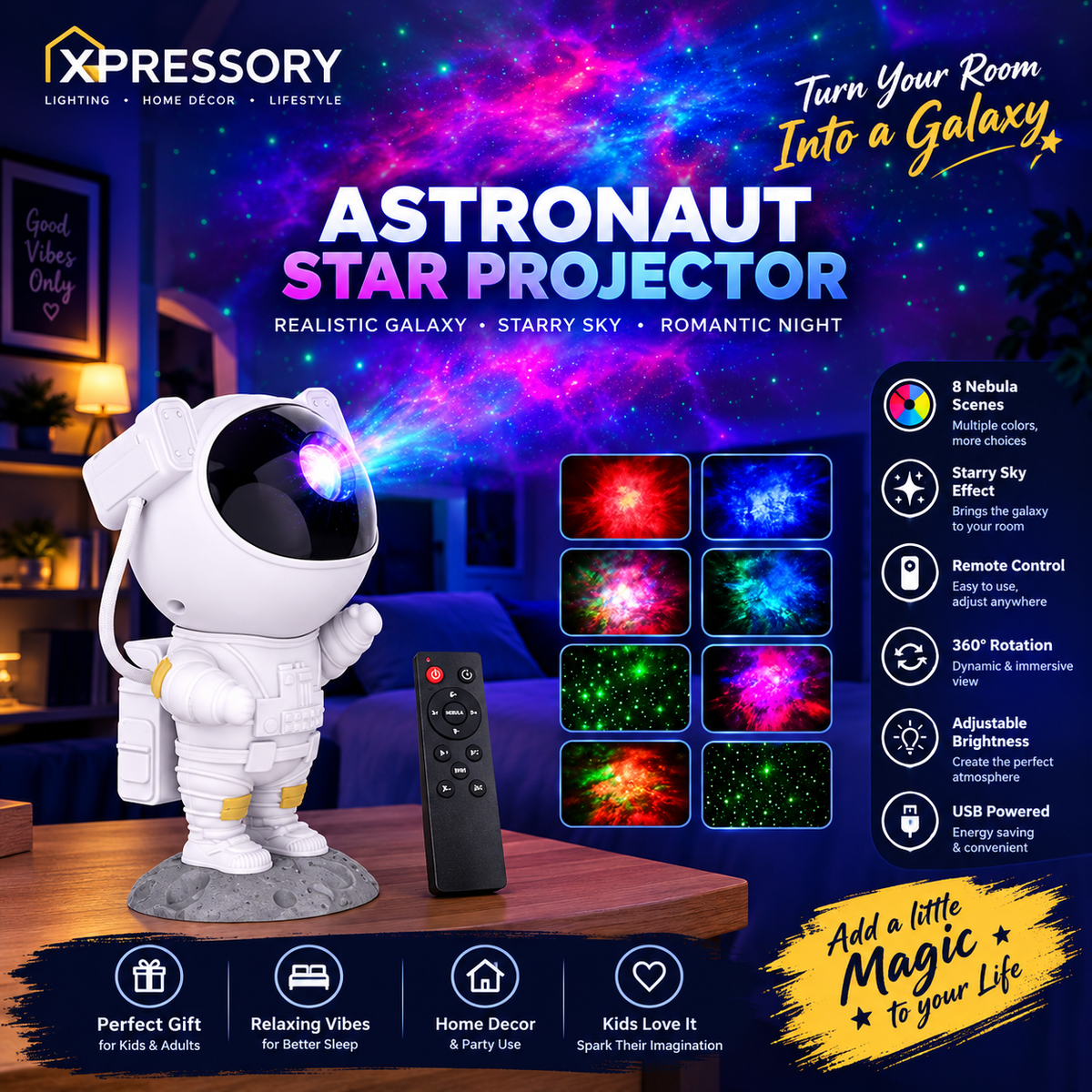Astronaut Galaxy Projector With Bluetooth Speaker