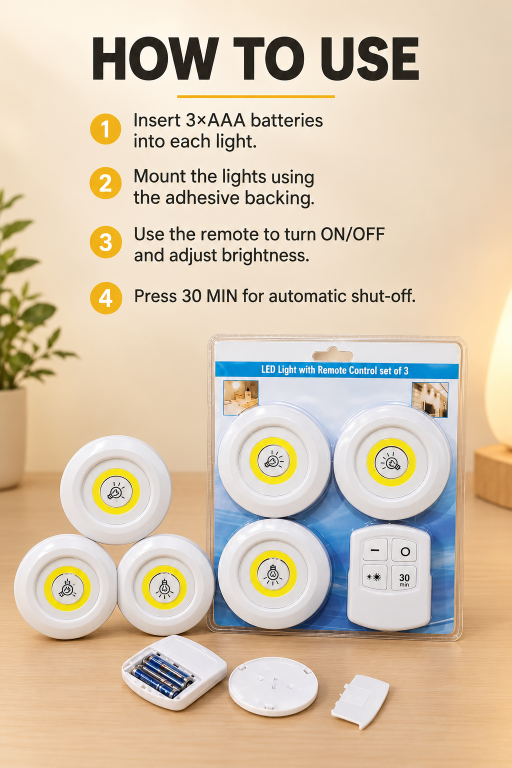 Cabinet Light Closet Light – 3pcs Set