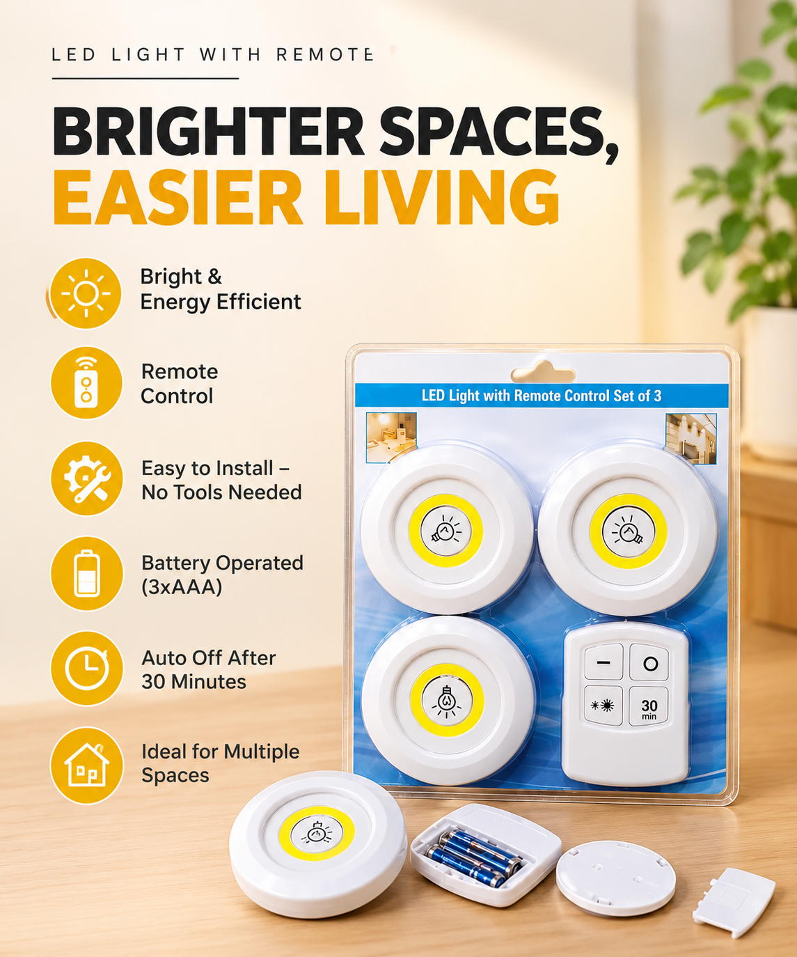 Cabinet Light Closet Light – 3pcs Set
