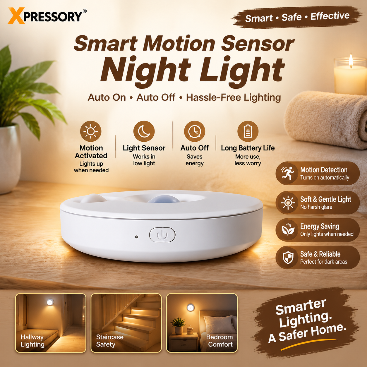 3Pcs Rechargeable Closet Sensor Light Spot Light