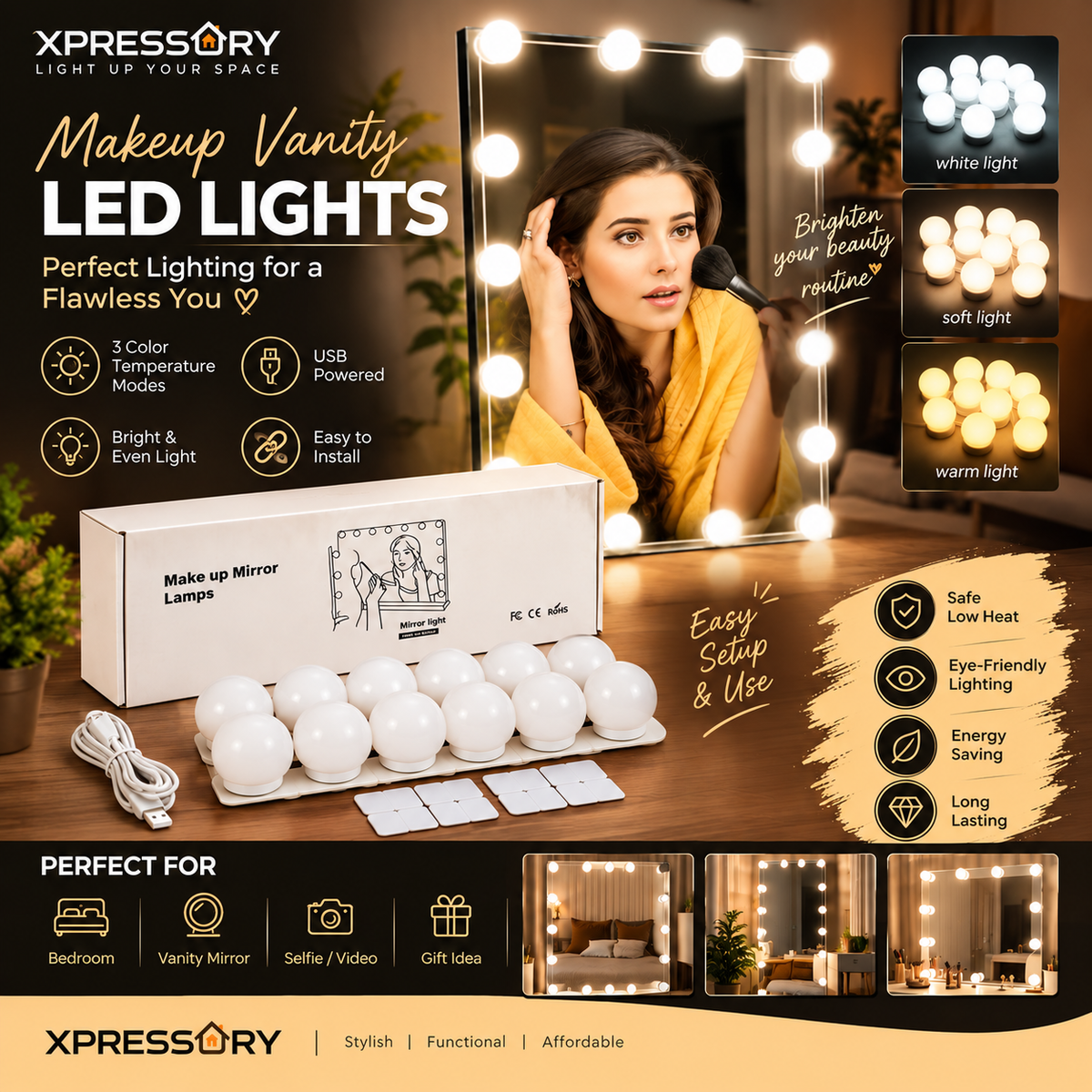 Vanity Mirror Bulb Light – USB System