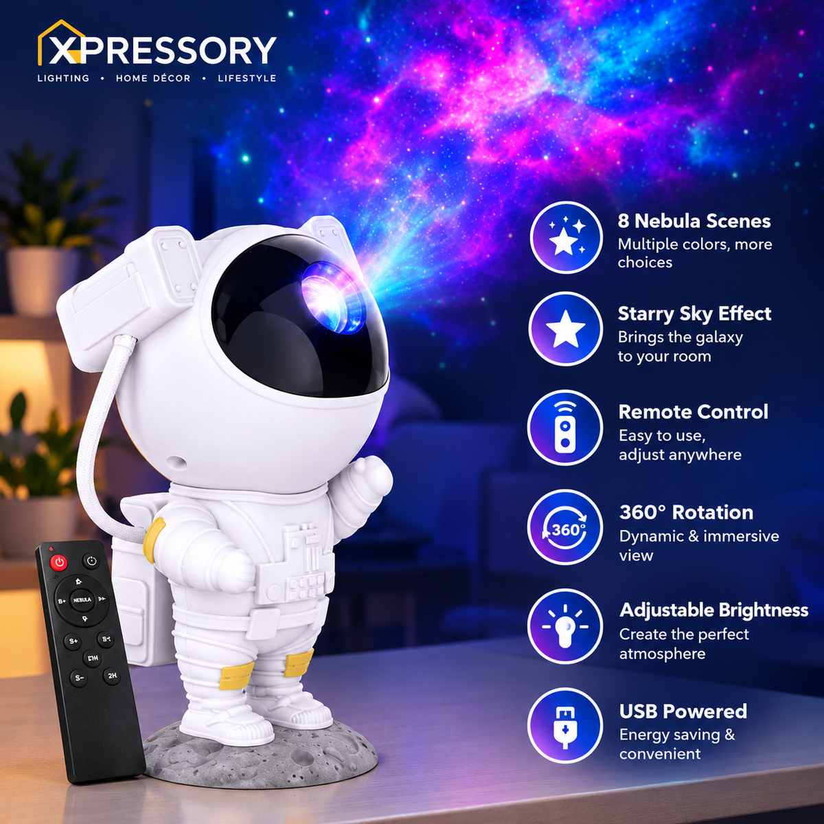 Astronaut Galaxy Projector With Bluetooth Speaker